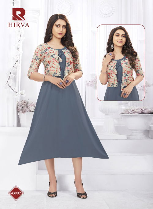 Raashi Hirva Designer Fancy Ethnic Wear Crepe Silk Anarkali Kurti Collection